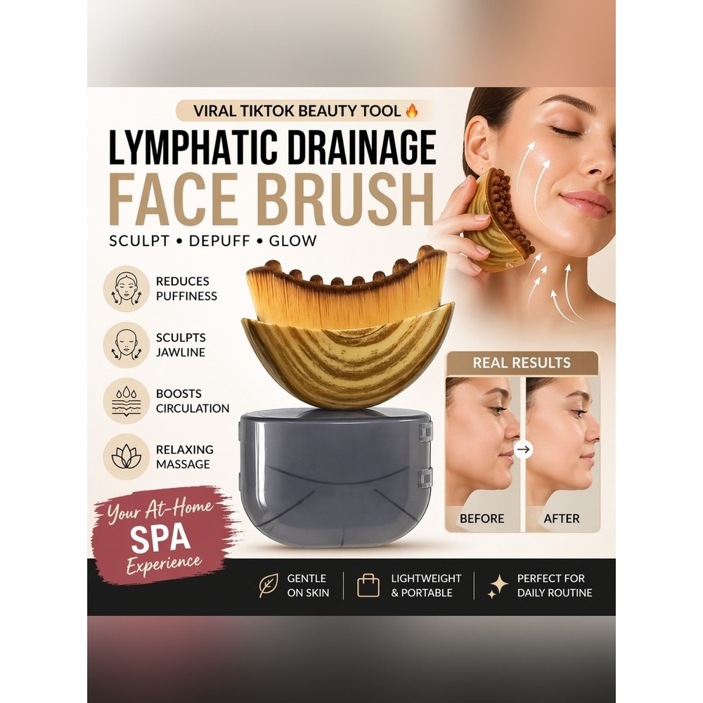 Lymphatic Drainage Face Brush Sculpting Jawline Contour Tool Anti Puff Massager